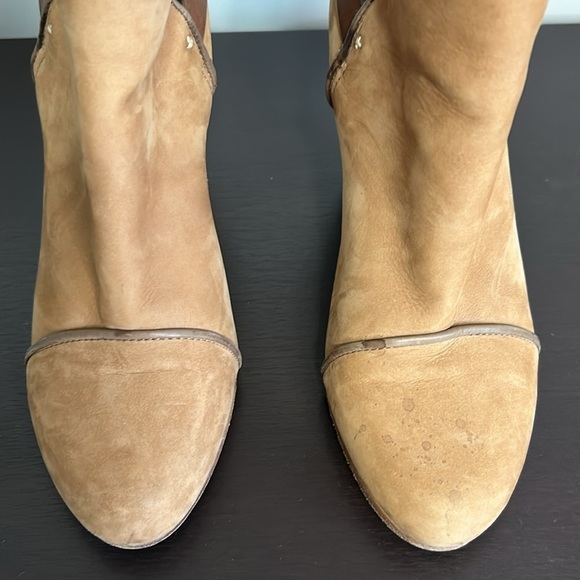 Rag and Bone Harrow Nubuck Suede Ankle Boot Camel Chunky Heel Booties Sz 36 or 6 - Picture 4 of 16